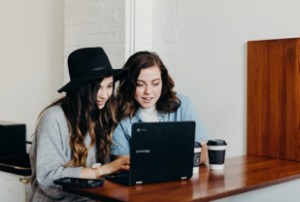 Pinterest, Business, Audience, Two Girls looking at the screen. 